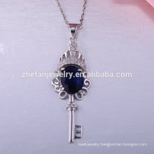 New fashion 925 sterling silver necklace clip key pendant necklace